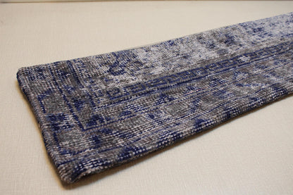 Handmade Kilim Lumbar Pillow: Vintage Turkish Rug Cushion, Gray & Navy