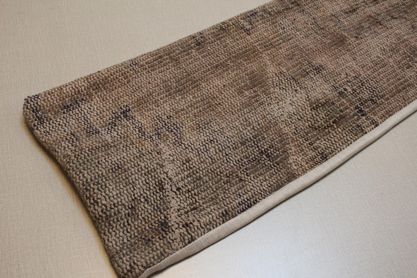 Vintage Turkish Kilim Lumbar Pillow: Handmade Brown & Gray Rug Cushion