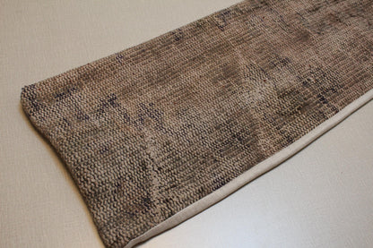 Vintage Turkish Kilim Lumbar Pillow: Handmade Brown & Gray Rug Cushion