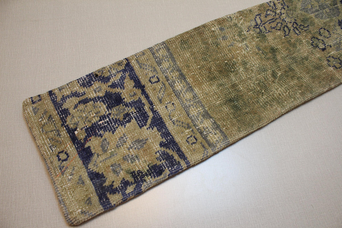 Vintage Turkish Rug Runner: Handmade Wool Anatolian Carpet