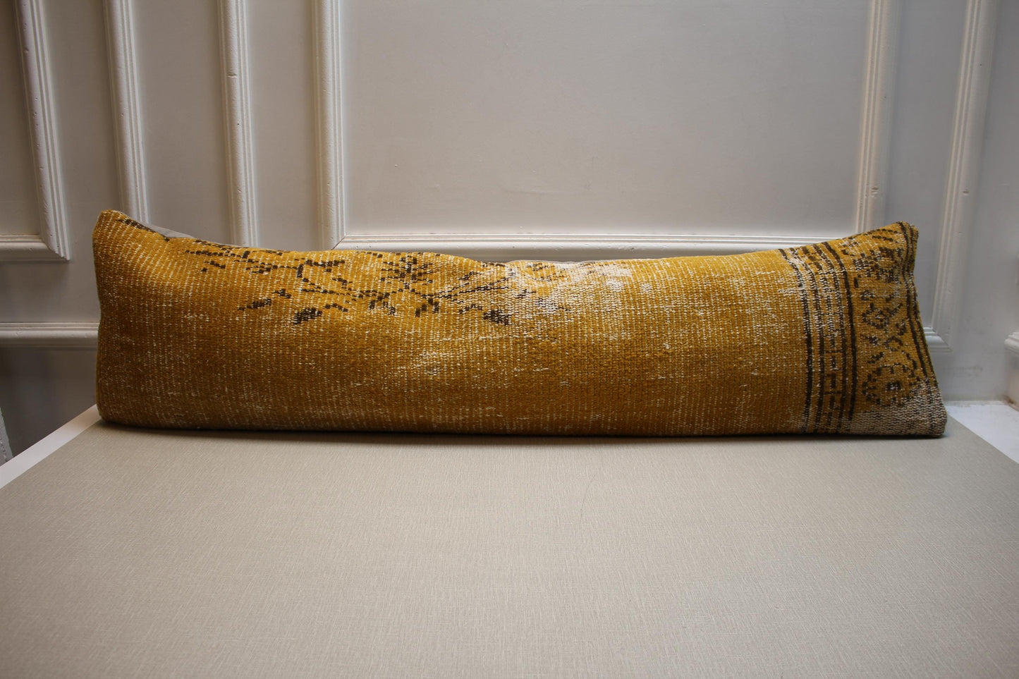 Handmade Kilim Pillow Cover: Upcycled Woven Rug, Bohemian Decor (12x48 in)