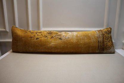 Handmade Kilim Pillow Cover: Upcycled Woven Rug, Bohemian Decor (12x48 in)