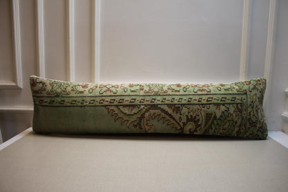 Distressed Turkish Oushak Rug: Vintage Faded Wool Carpet, Green Brown Beige
