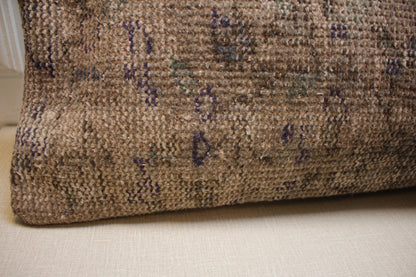 Vintage Turkish Oushak Rug: Distressed Wool Carpet, Brown Taupe Gray, 30x120"