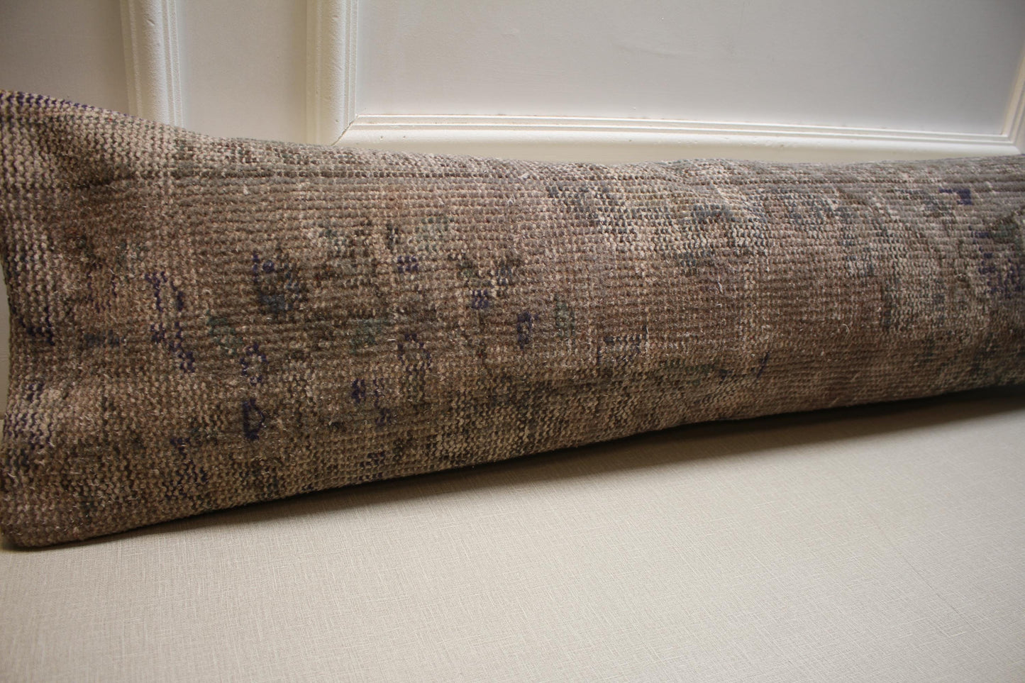 Vintage Turkish Oushak Rug: Distressed Wool Carpet, Brown Taupe Gray, 30x120"