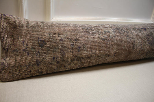 Vintage Turkish Oushak Rug: Distressed Wool Carpet, Brown Taupe Gray, 30x120"