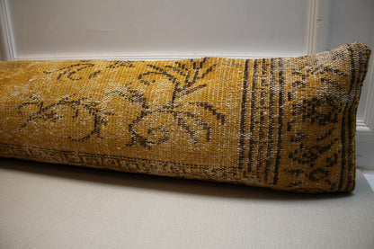 Black Vintage Turkish Rug Lumbar Pillow Cover: Boho Wool Pillow Case (12x48 in)
