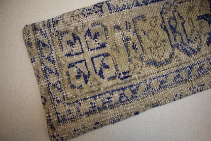 Vintage Turkish Kilim Pillow Cover: Distressed Wool Lumbar, Beige Blue Gray