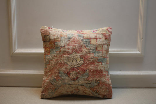 Vintage Turkish Kilim Pillow Cover, Handmade Boho Cushion, Rustic Farmhouse Tribal Decorative Throw Pillow