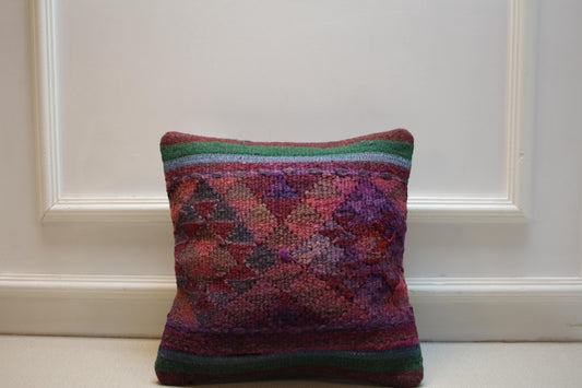 Handmade Turkish Kilim Pillow Cover, Vintage  Geometric Cushion, Farmhouse Decorative Throw Pillow