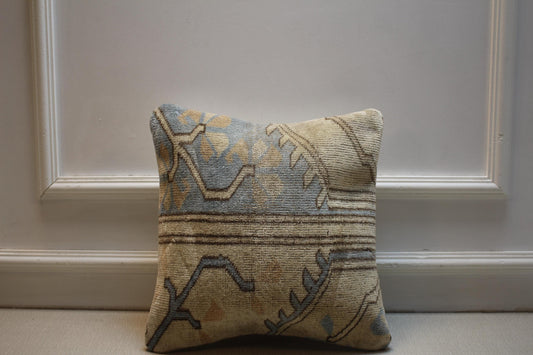 Handmade Turkish Kilim Pillow Cover, Upcycled Boho Cushion, Vintage Rustic Farmhouse Decorative Throw Pillow