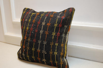 Vintage Turkish Kilim Pillow Cover: Handmade Boho Geometric Cushion