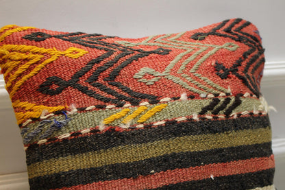Vintage Turkish Kilim Pillow Cover: Handmade Boho Throw Cushion