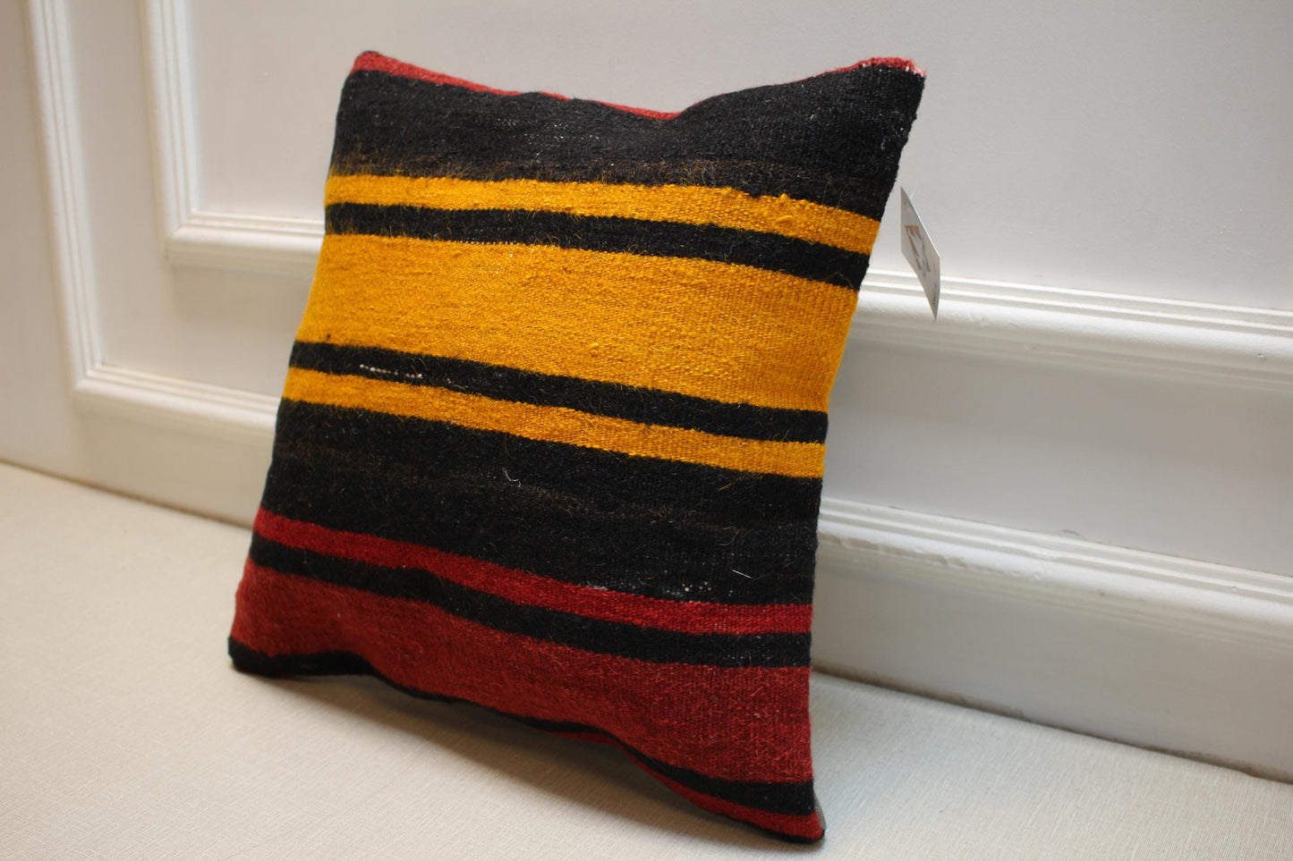 Handmade Turkish Kilim Pillow Cover: Boho Woven Cushion, 16x16