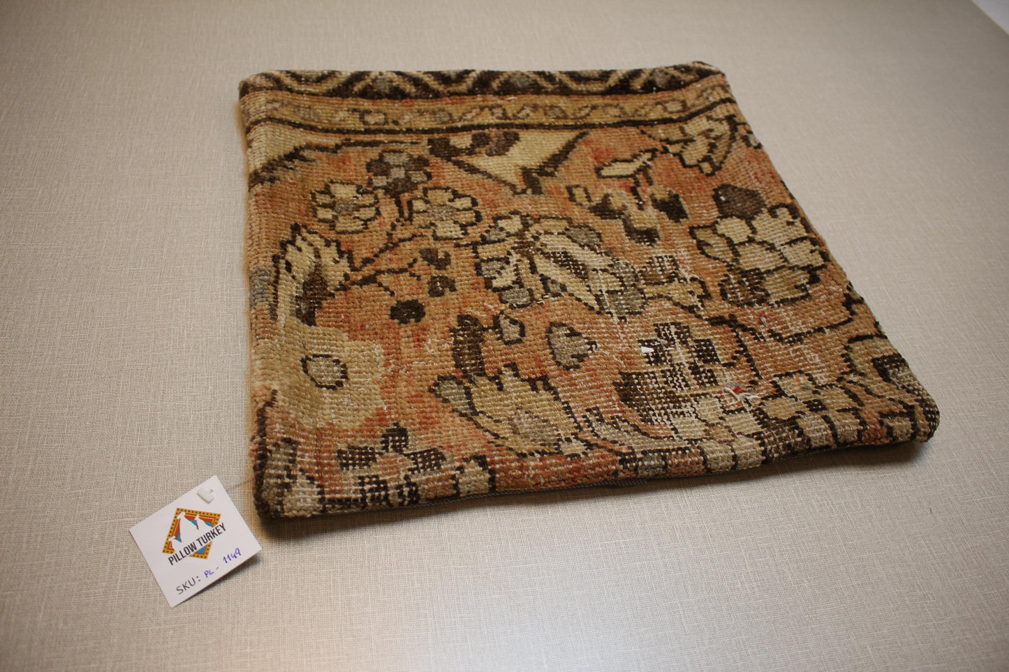 Handwoven Kilim Pillow Cover 16x16: Rustic Floral Boho Cushion