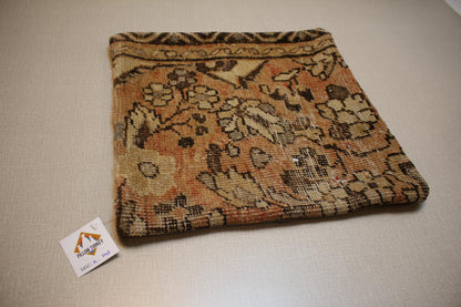 Handwoven Kilim Pillow Cover 16x16: Rustic Floral Boho Cushion