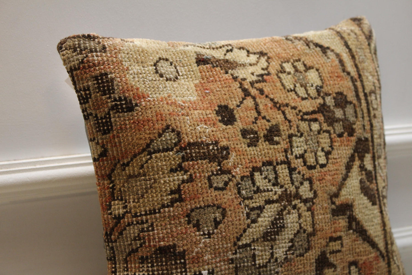 Handwoven Kilim Pillow Cover 16x16: Rustic Floral Boho Cushion
