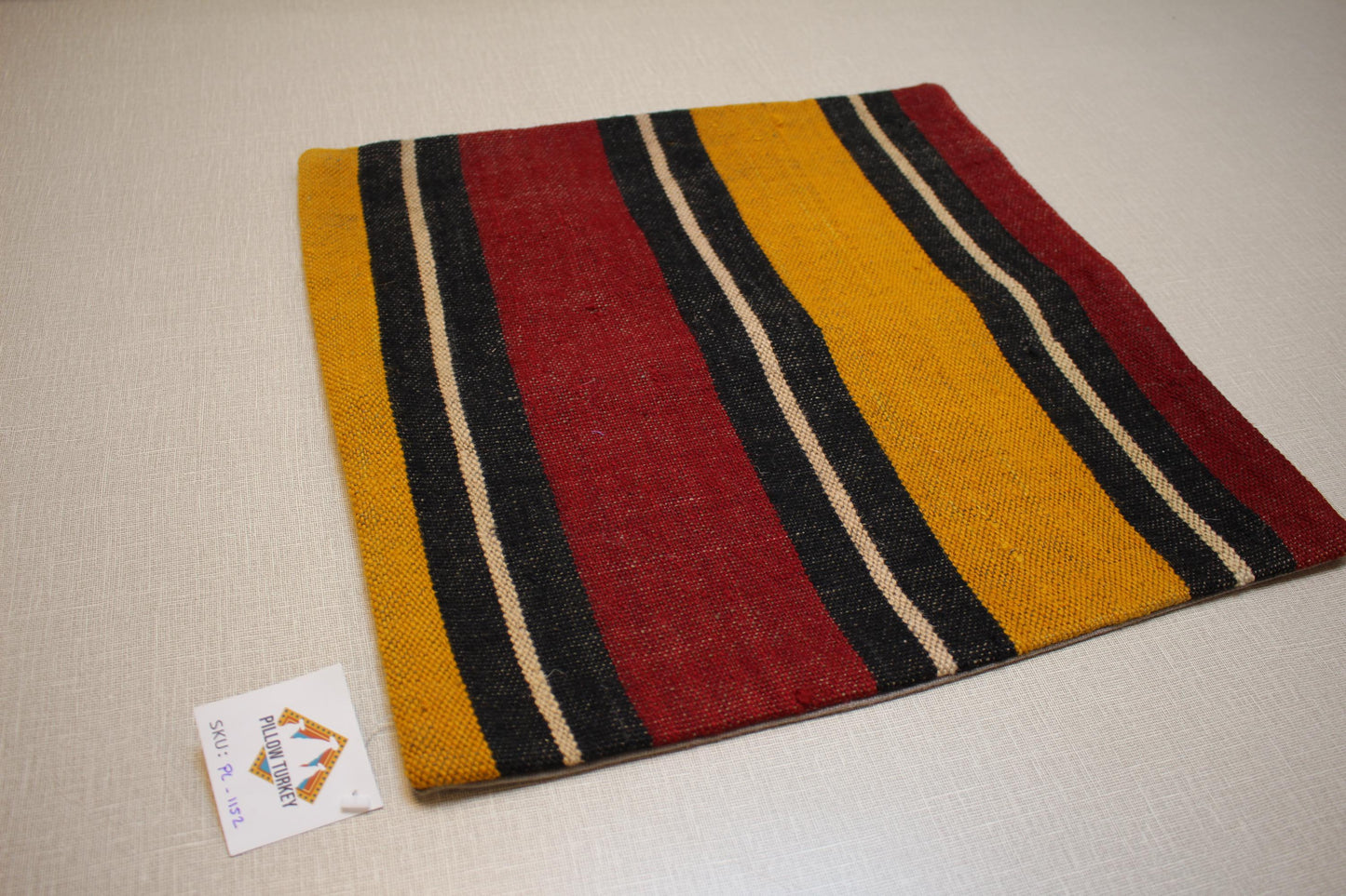Handwoven Turkish Kilim Pillow Cover 16x16: Rustic Boho Decor