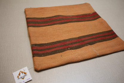 Handwoven Turkish Kilim Pillow Cover 16x16: Boho Tribal Decor