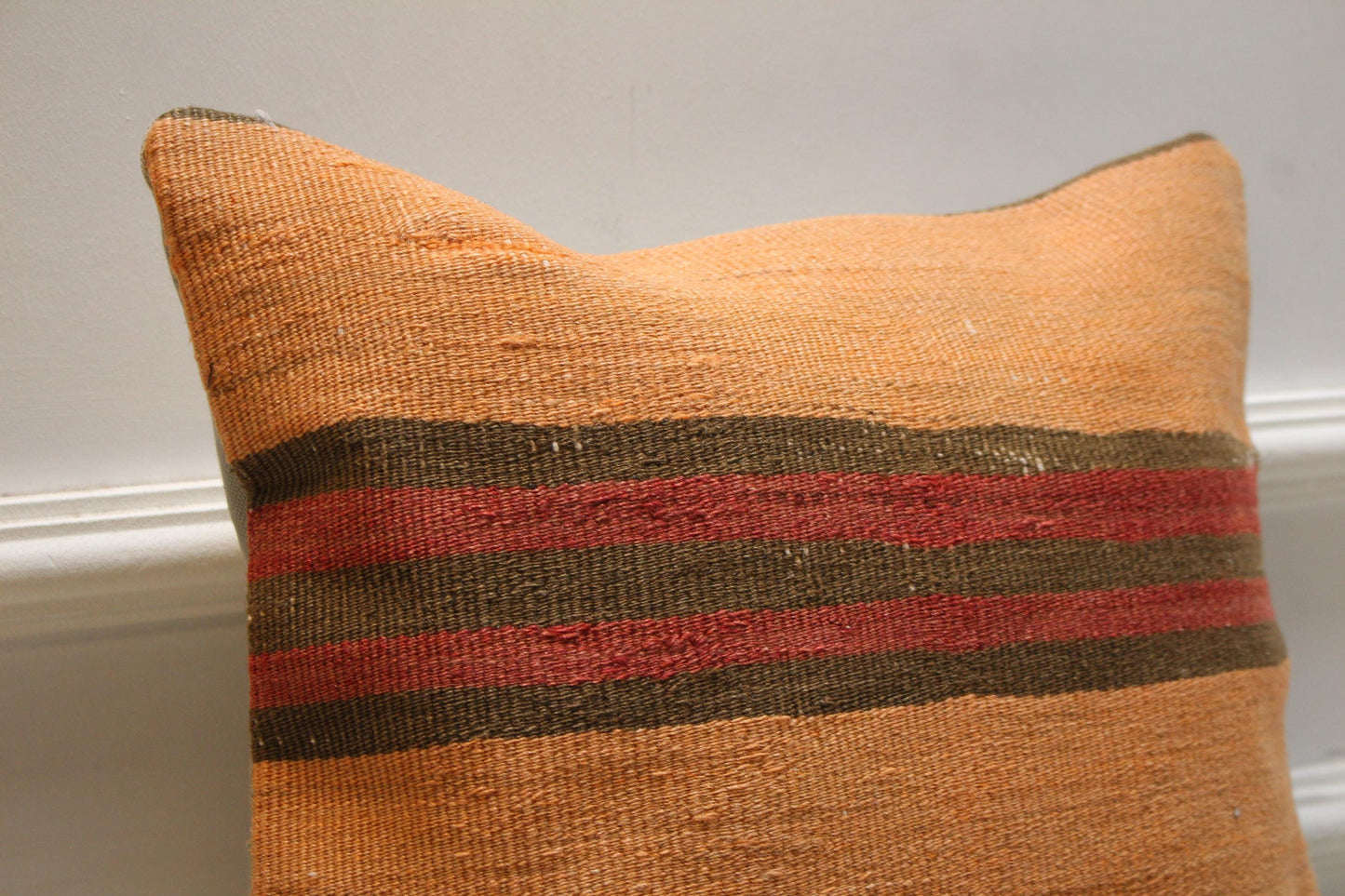 Handwoven Turkish Kilim Pillow Cover 16x16: Boho Tribal Decor