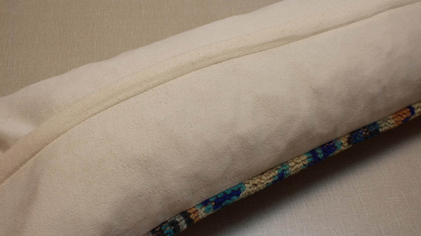 Vintage Turkish Rug Pillow Cover: Handmade Kilim Lumbar Cushion, 12x48