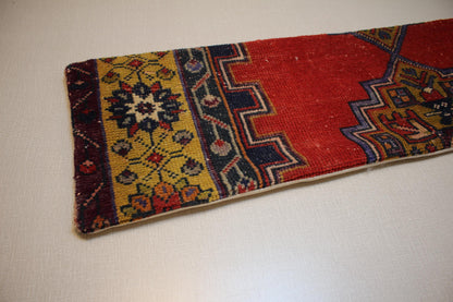 Vintage Turkish Kilim Pillow Cover: Red Anatolian Boho Cushion (12x48 in)