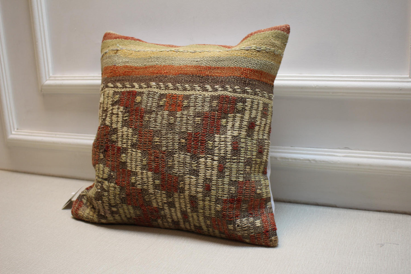 Handmade Turkish Kilim Pillow Cover: Boho Home Decor, 16x16