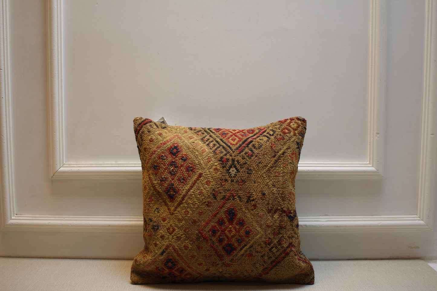 Vintage Turkish Kilim Pillow Cover: 16x16 Boho Tribal Cushion