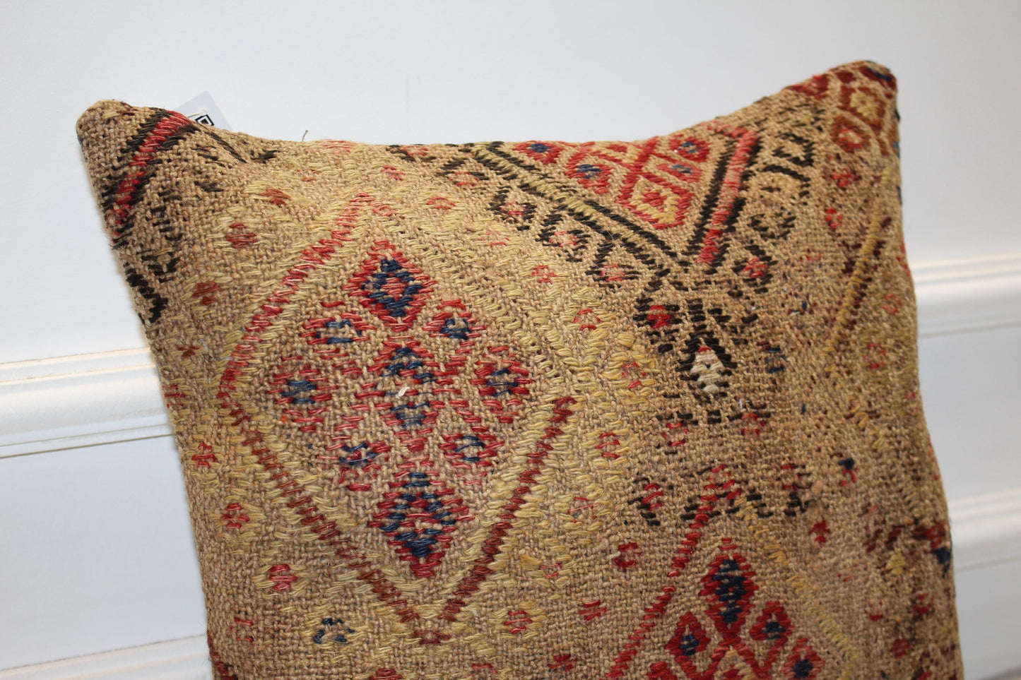 Vintage Turkish Kilim Pillow Cover: 16x16 Boho Tribal Cushion