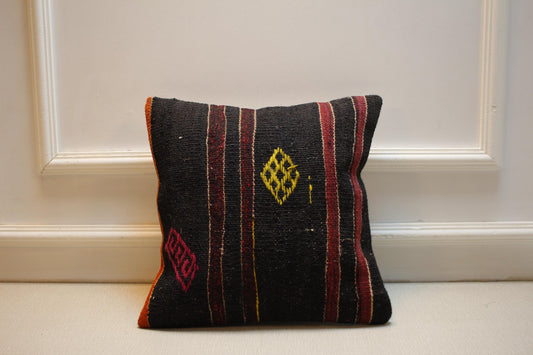 Vintage Turkish Rug Pillow Cover | Handmade Kilim Cushion with Colorful Tribal Patterns