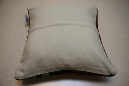 Vintage Kilim Pillow Cover: Striped Turkish Rug Cushion, 16x16