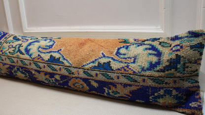 Vintage Turkish Rug Pillow Cover: Handmade Kilim Lumbar Cushion, 12x48