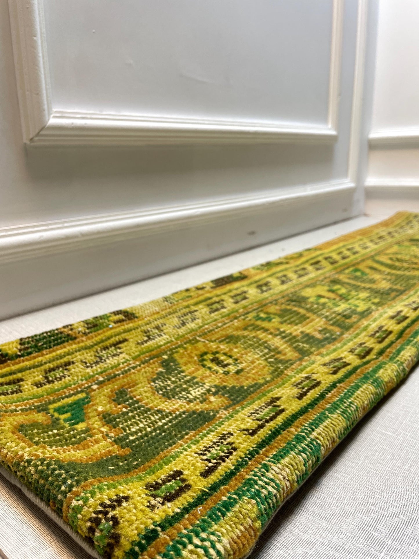 Vintage Turkish Rug Bench Pillow, Handwoven Kilim Cushion, Boho Lumbar Pillow (12x48 inch)