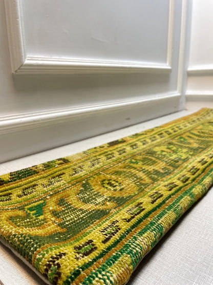 Vintage Turkish Rug Bench Pillow, Handwoven Kilim Cushion, Boho Lumbar Pillow (12x48 inch)