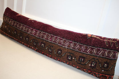 Vintage Turkish Kilim – Burgundy Brown Tribal Rug, 12x48