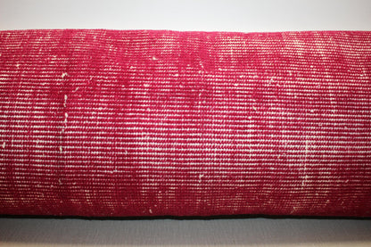Handmade Red Kilim Cushion, Boho Sofa Decor, Long Bench Pillow for Living Room12x48 inch