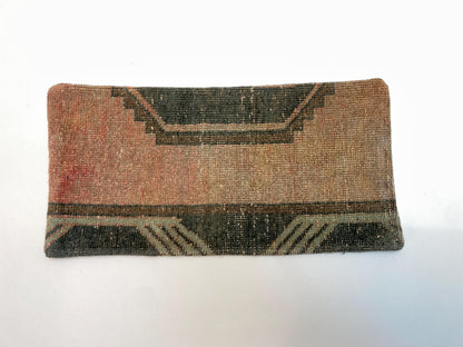 Handmade Kilim Pillow Cover: Upcycled Woven Rug, Blue 12x24 inc