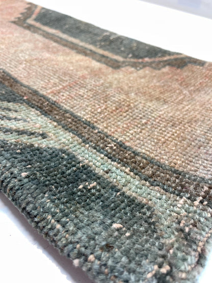 Handmade Kilim Pillow Cover: Upcycled Woven Rug, Blue 12x24 inc