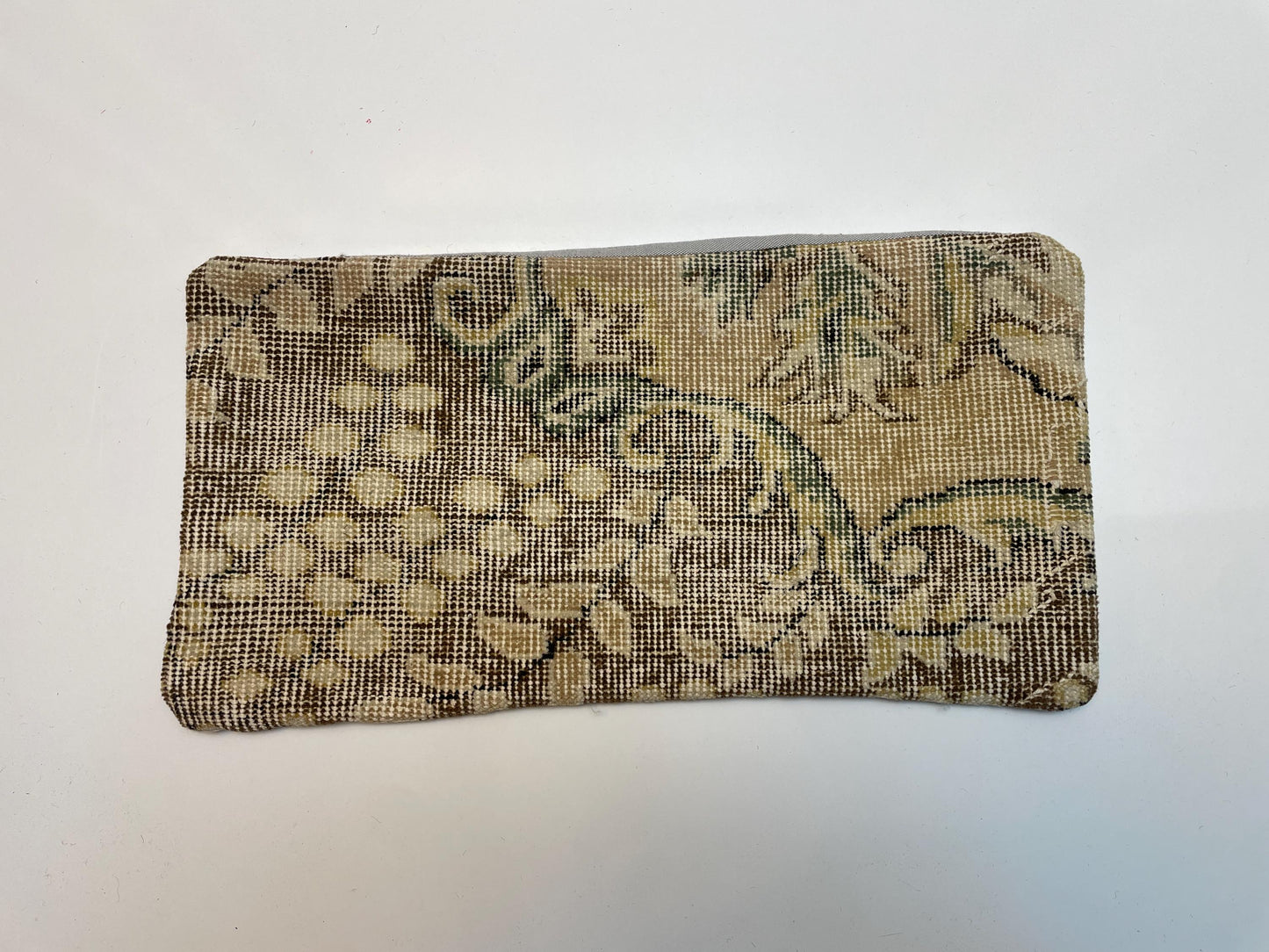 Beige & Olive Green Distressed Pattern, Handwoven Upcycled Kilim Textile, Rustic Boho Decorative Cushion