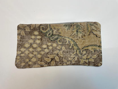 Beige & Olive Green Distressed Pattern, Handwoven Upcycled Kilim Textile, Rustic Boho Decorative Cushion