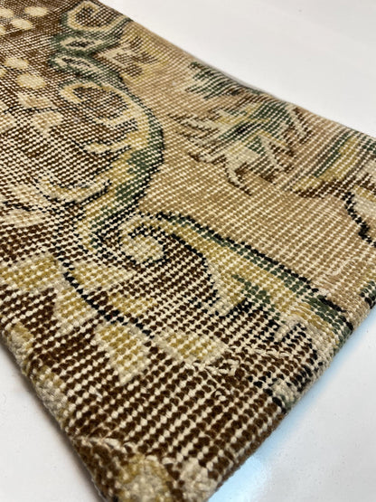 Beige & Olive Green Distressed Pattern, Handwoven Upcycled Kilim Textile, Rustic Boho Decorative Cushion