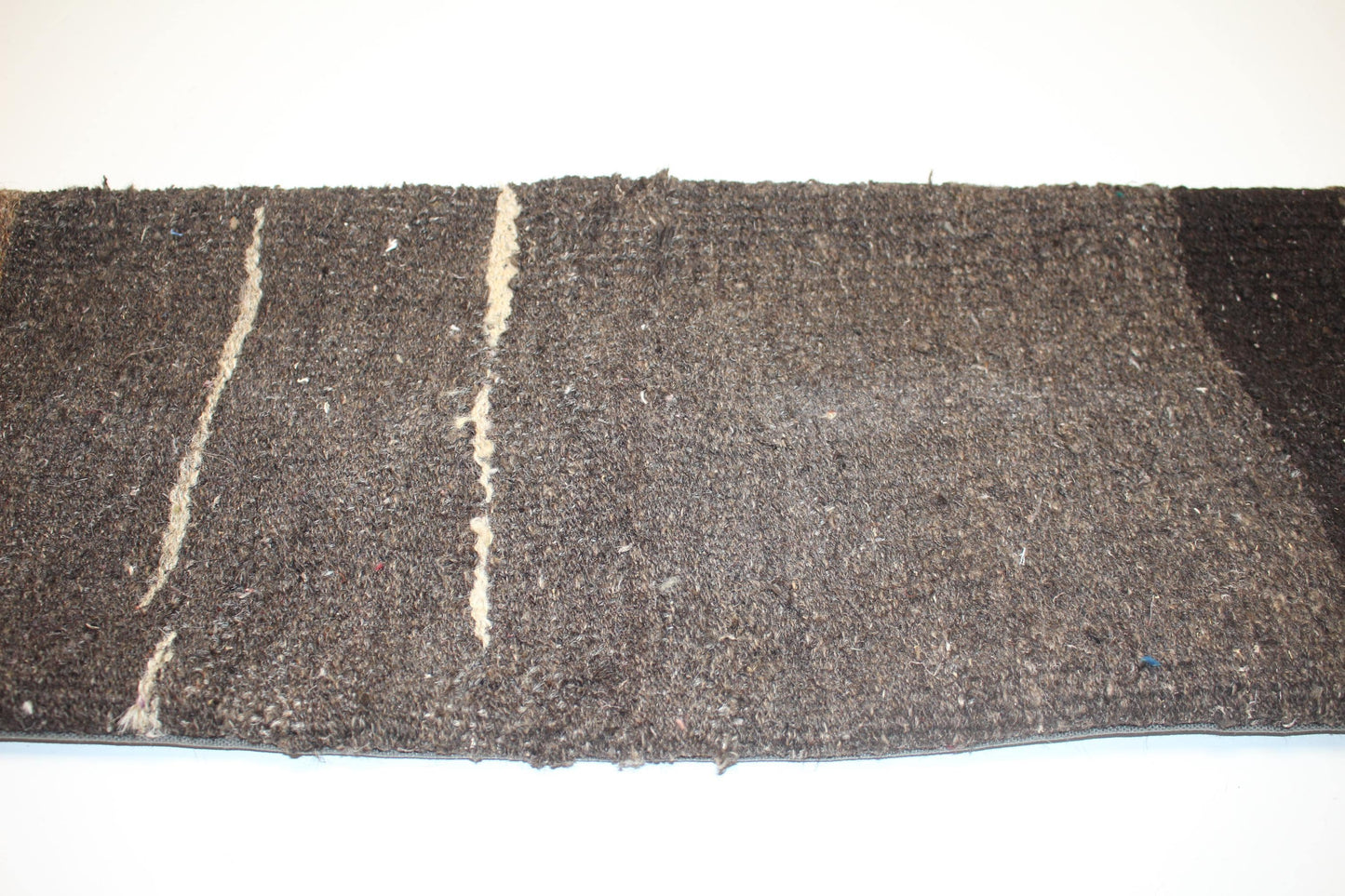 Natural Brown & Cream Earthy Stripe Wool Textile, Handmade Rustic Rug Cushion