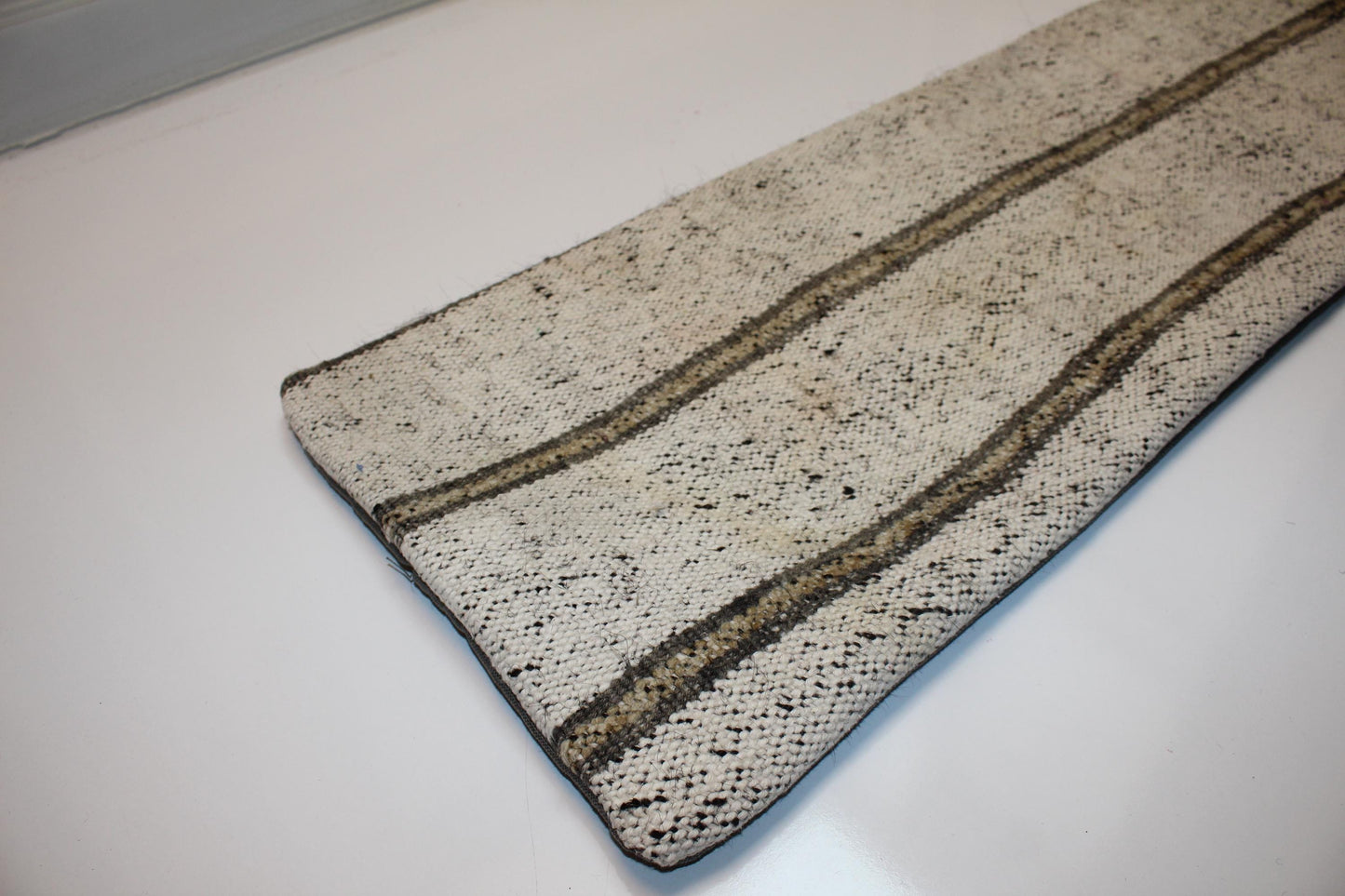 Minimal Neutral Stripe Cushion, Handwoven Wool Texture, Modern Farmhouse Rustic Decor Accent