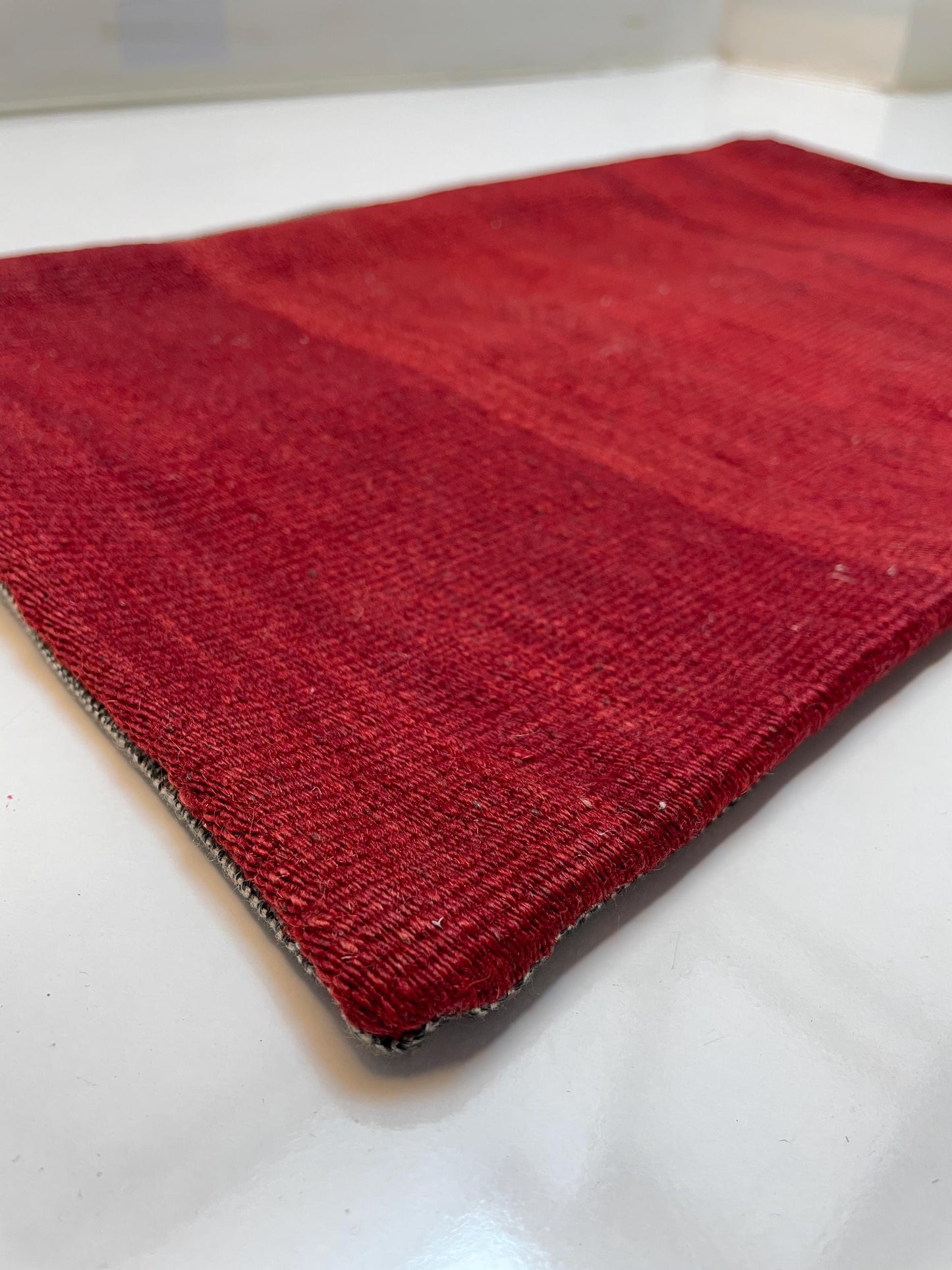 Handwoven Red Kilim Pillow Cover, Rustic Boho Accent (12x20 inc.)