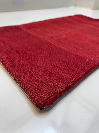 Handwoven Red Kilim Pillow Cover, Rustic Boho Accent (12x20 inc.)