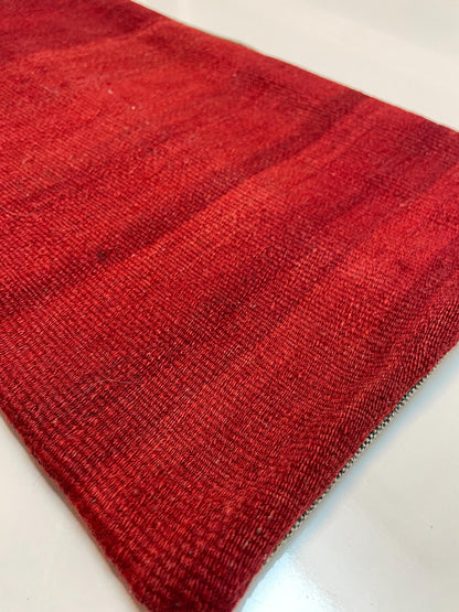 Handwoven Red Kilim Pillow Cover, Rustic Boho Accent (12x20 inc.)