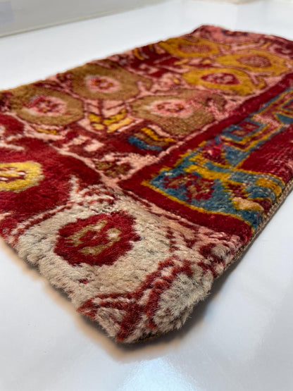 Handmade Red Wool Kilim Pillow Cover, Oriental Rug Cushion (12x20 in)