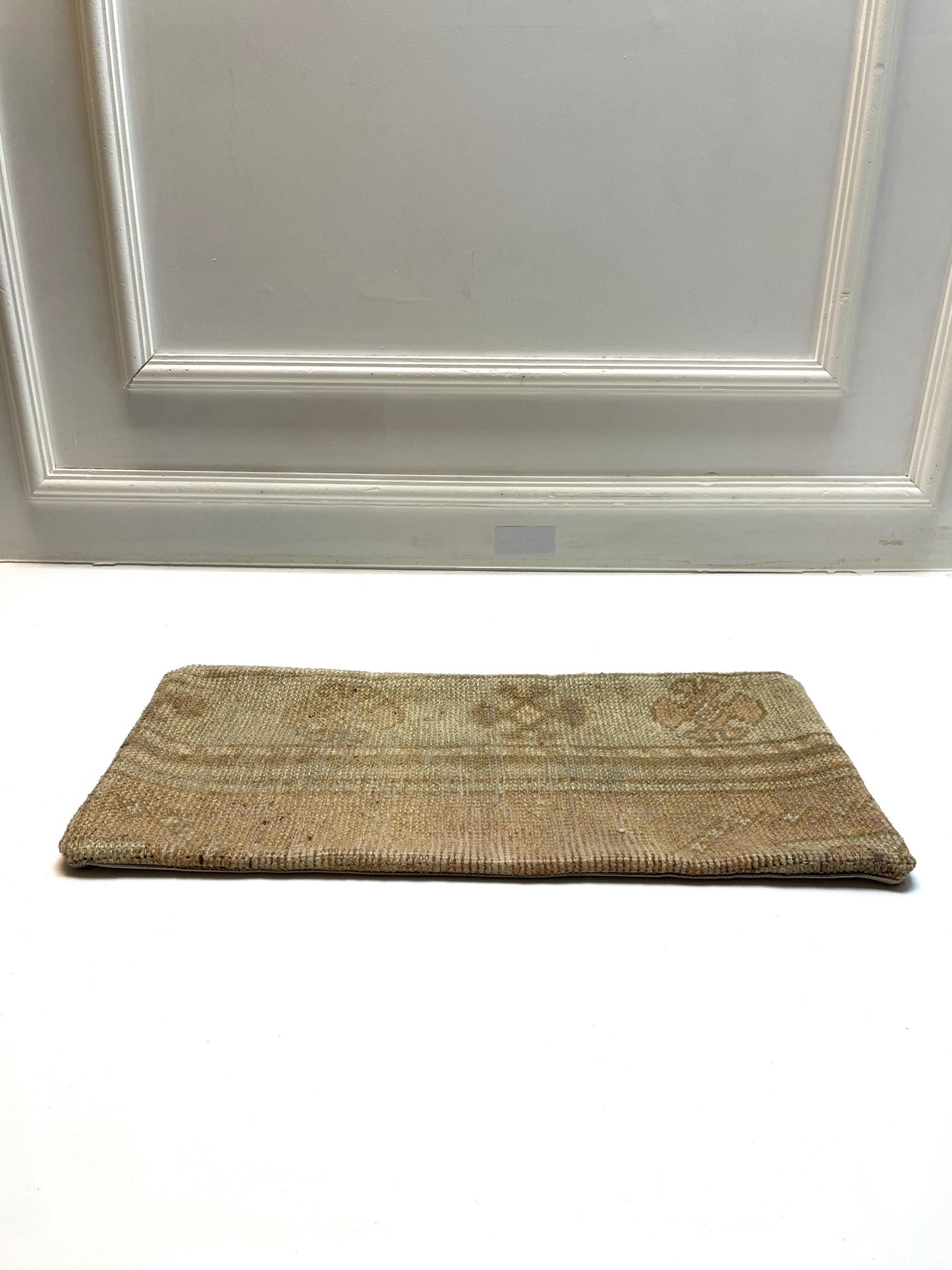 Soft Beige & Faded Brown Tones, Earthy Wool Texture, Minimalist Vintage Rug Cushion