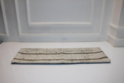 Vintage Turkish Lumbar Pillow – Cream Stripe Kilim Cushion (12x36 in)