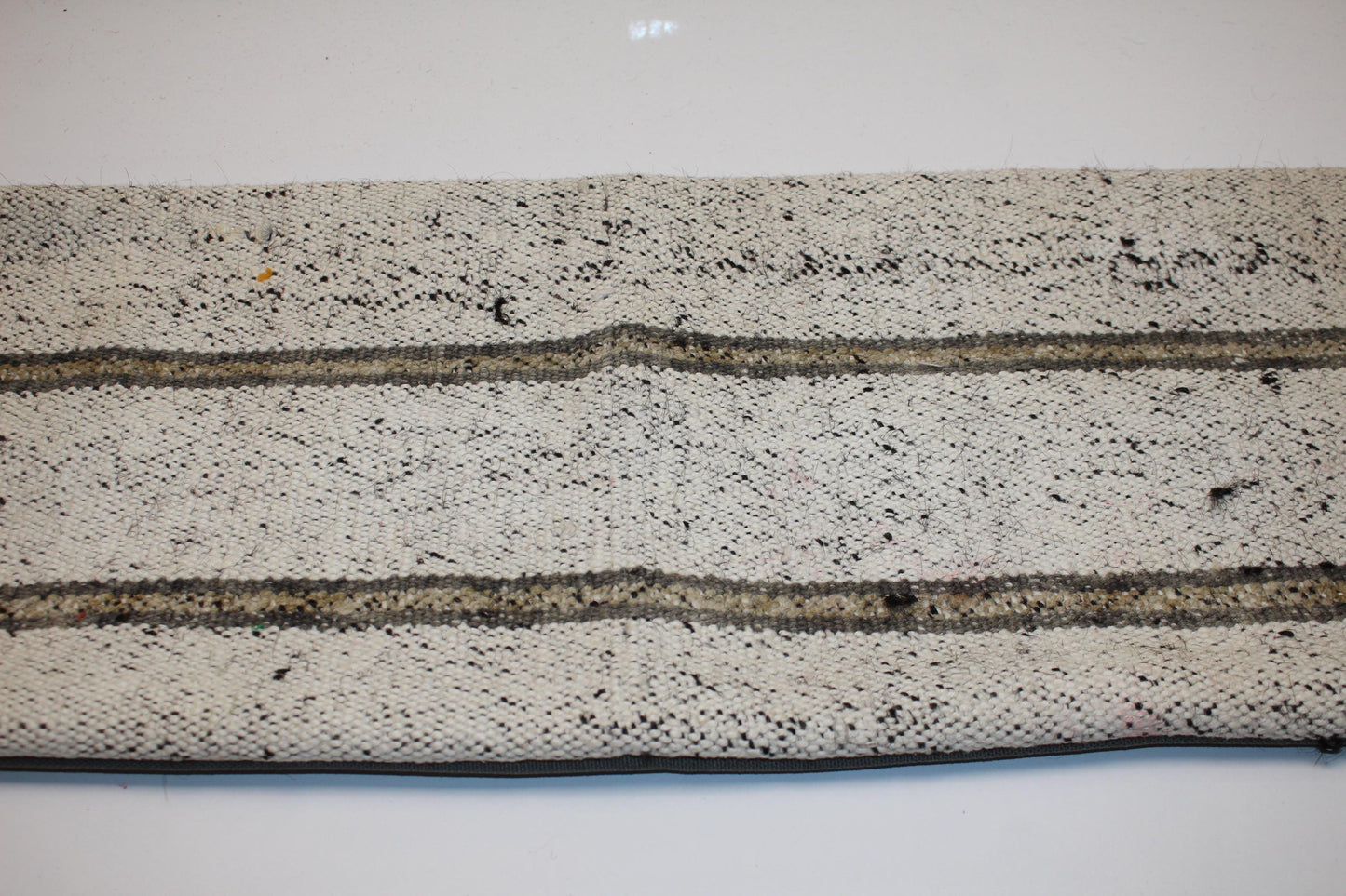 Vintage Turkish Lumbar Pillow – Cream Stripe Kilim Cushion (12x36 in)